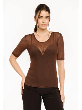Libertè Essentiel brun mesh T-Shirt