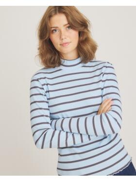 Kvindelig model med One Two Luxzuz Wollenio sky blue t-shirt