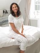 Trofé - Trofé broderet offwhite pyjamas