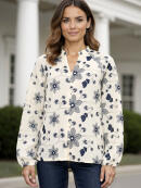 Ofelia - Ofelia Flora blå skjorte bluse
