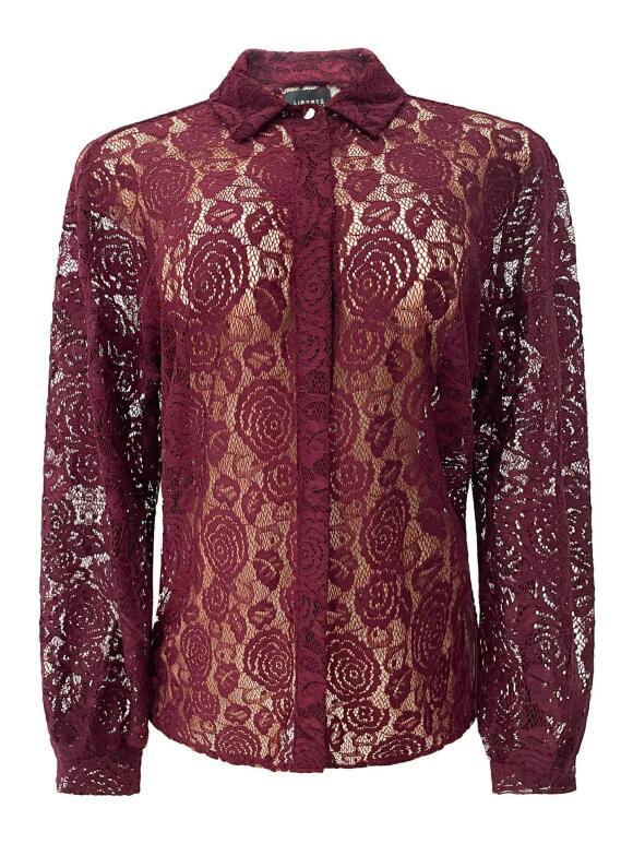 Libertè Essentiel - Libertè Lacy bordeaux blonde skjorte
