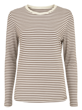 Vanting brun t-shirt med striber og lange ærmer