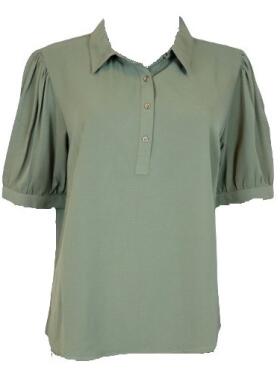 Vanting - Vanting kortærmet armygrøn skjorte bluse