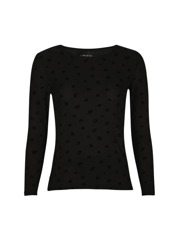 Libertè flock leo sort mesh bluse