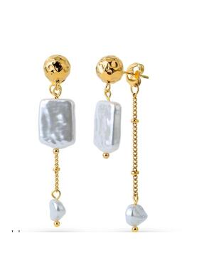 Bay By Aqua Dulce Square Pearl ørering