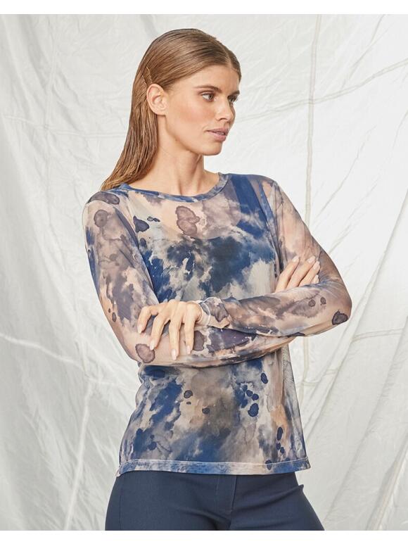 Allweek - Allweek Erika blå mesh bluse Allweek - Allweek Erika blå mesh bluse
