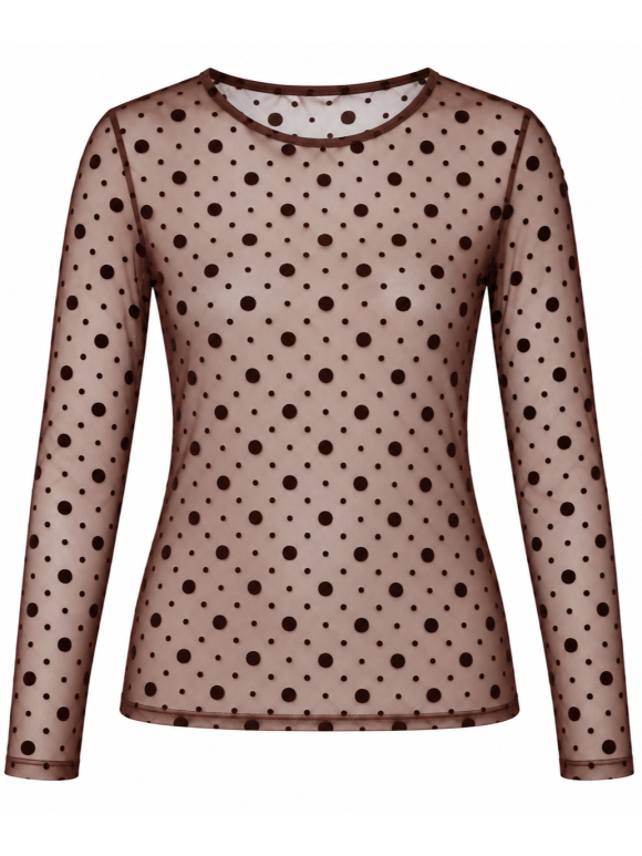 Ofelia - Ofelia Gitte brun mesh bluse Ofelia - Ofelia Gitte brun mesh bluse