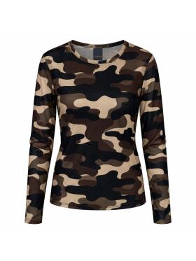 One Two Luxzuz brun Camo mesh Bluse
