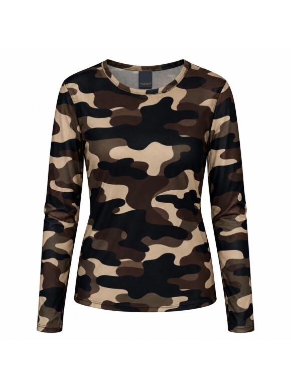 One Two Luxzuz - One Two Luxzuz brun Camo mesh Bluse One Two Luxzuz - One Two Luxzuz brun Camo mesh Bluse