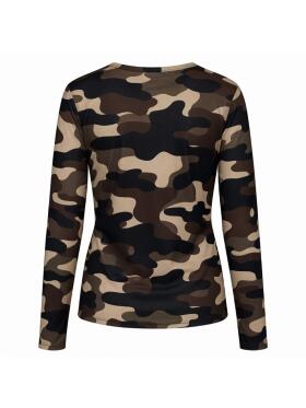 One Two Luxzuz brun Camo mesh Bluse