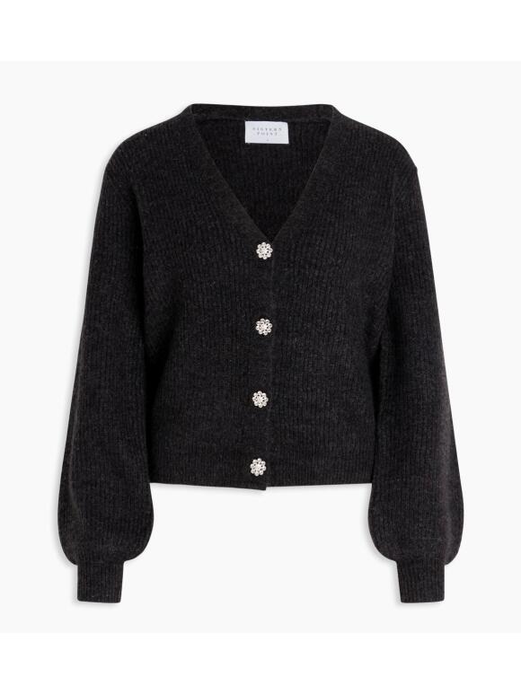 Boutique - Koksgrå Point cardigan med knapper - levering - Boutiqu